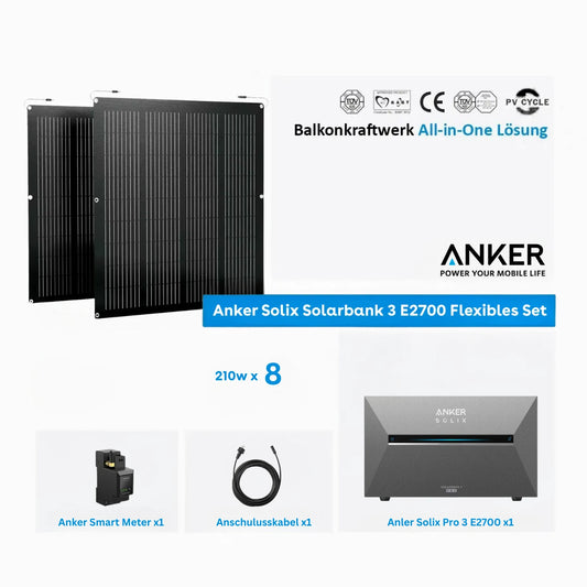 Anker SOLIX Solarbank 3 E2700 Pro Speicher 2.68kWh 210W x8 Flexibles Set