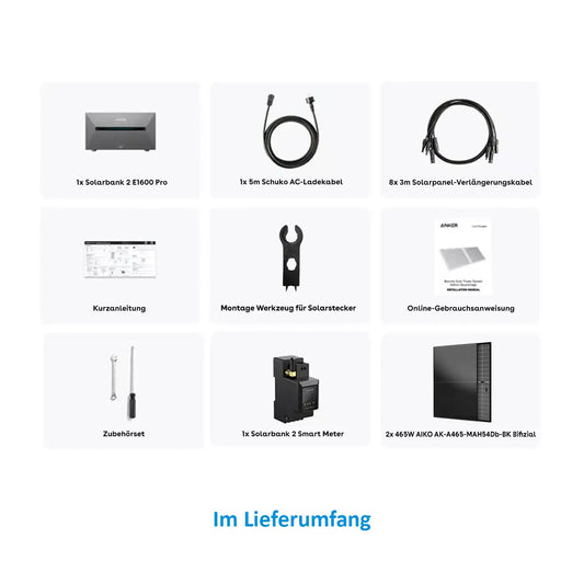 Anker Solix Balkonkraftwerk 930W 2x465W Aiko Lieferumfang