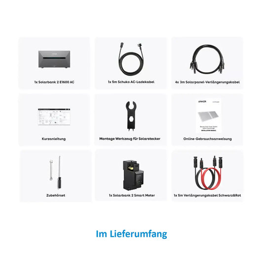 Anker SOLIX Solarbank 2 E1600 AC Speicher 1.6kWh – Lieferumfang