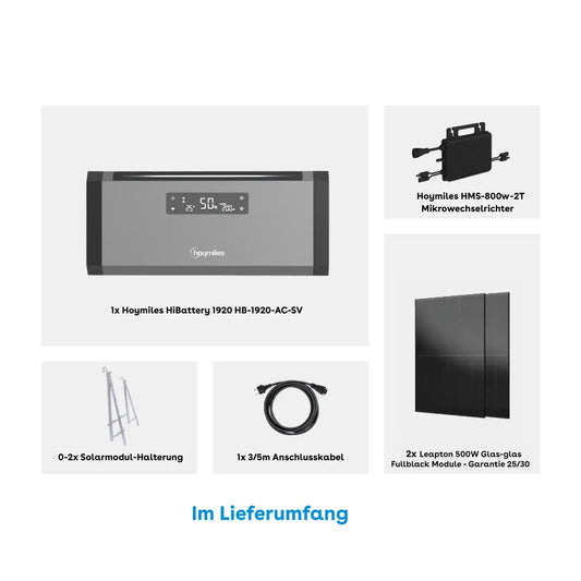 Hoymiles HiBattery 1920 AC Set mit 2×500W Solarmodule Komplettset