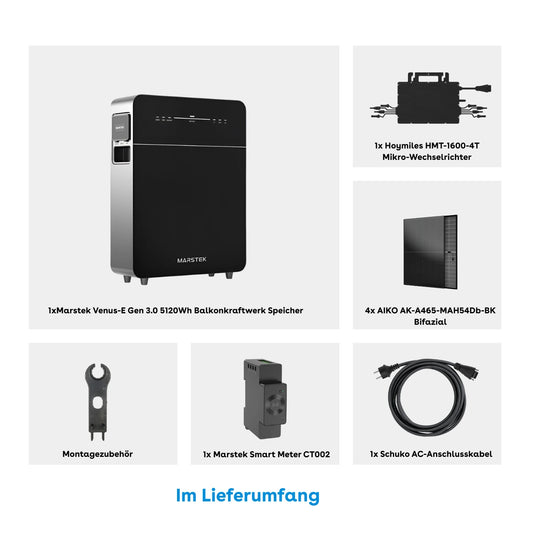 Marstek Venus E 3.0 4x465W Aiko Glas-Glas Vollschwarz Set