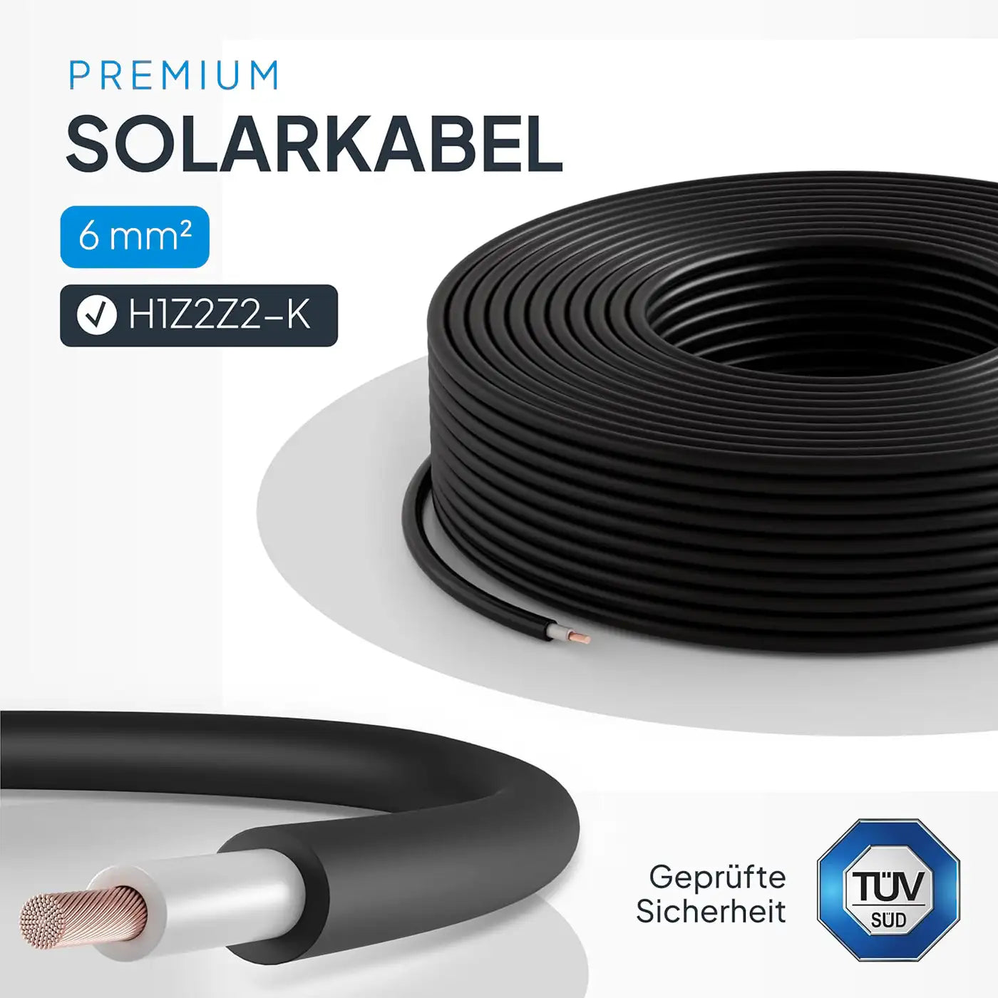 NEUT câble solaire H1Z2Z2-K 6mm2 noir/rouge 10m 25m 50m 100m