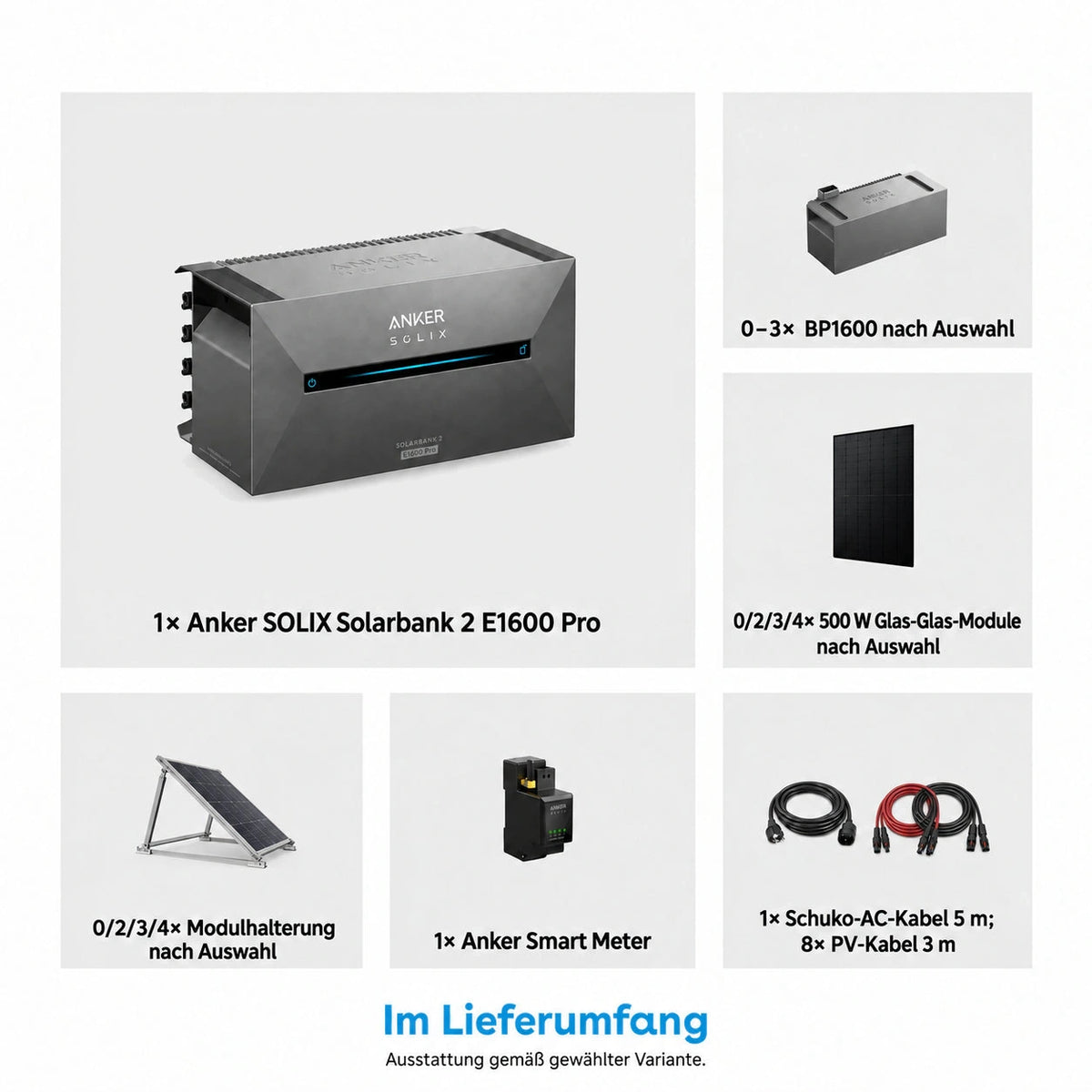 Anker SOLIX Solarbank 2 E1600 Pro Balkonkraftwerk Speicher mit 500W Solarmodul Komplettset