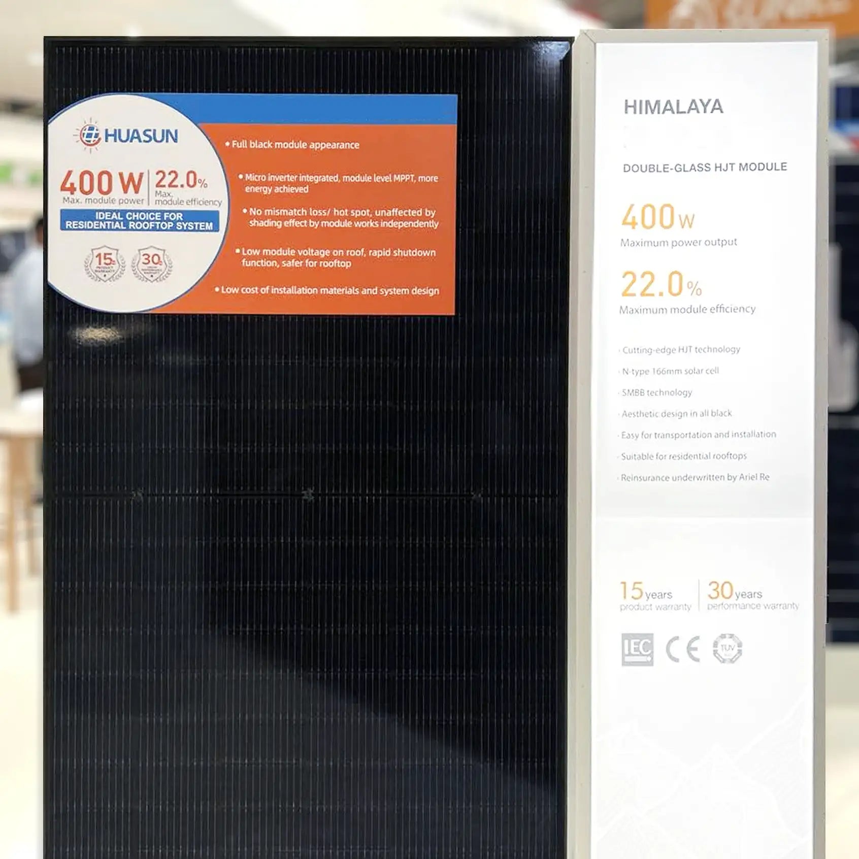 Panou solar bificial din sticla MSMDxxxM400-HJT6DSB de 120 W