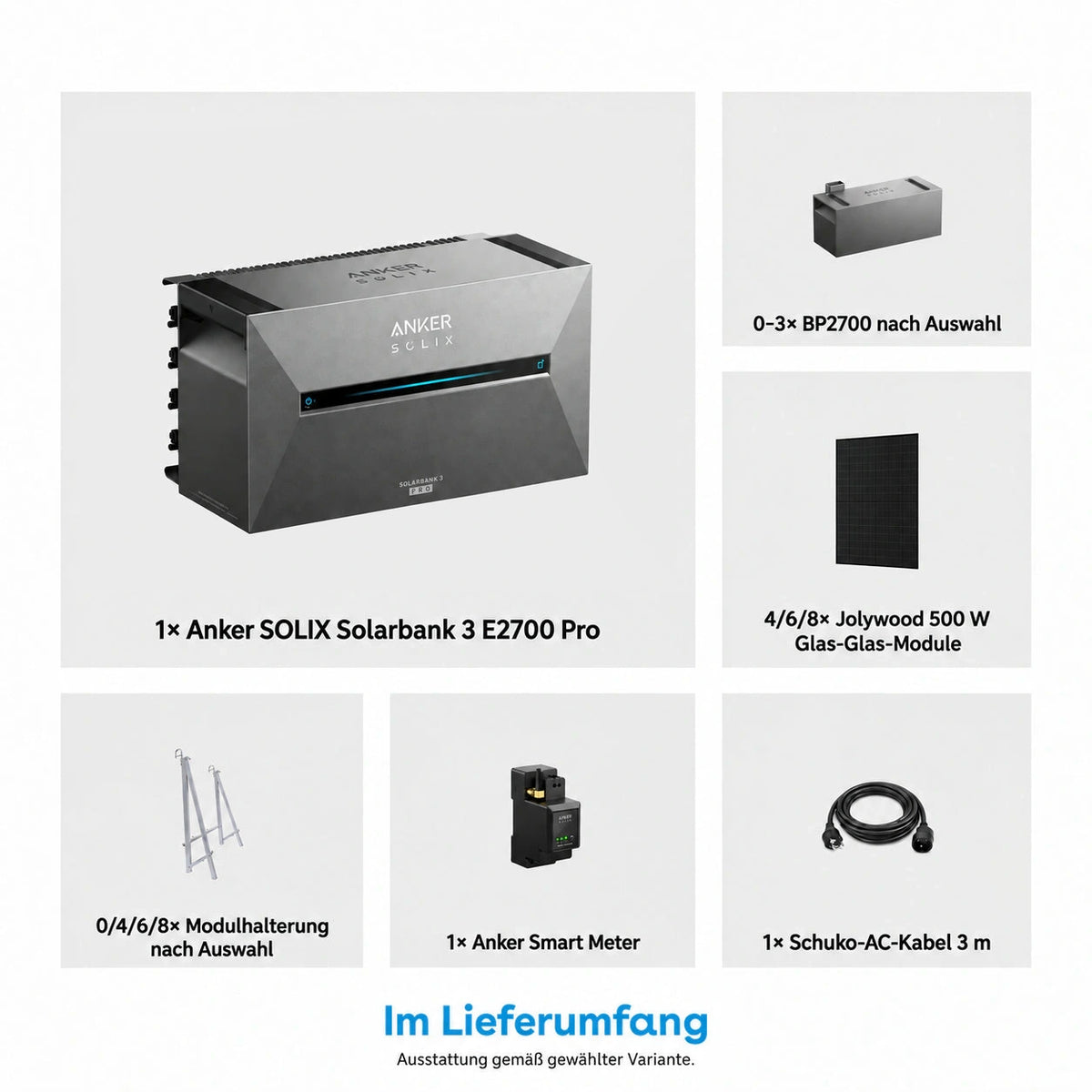 Anker SOLIX Solarbank 3 E2700 Pro Balkonkraftwerk Speicher mit 500W Solarmodul Komplettset