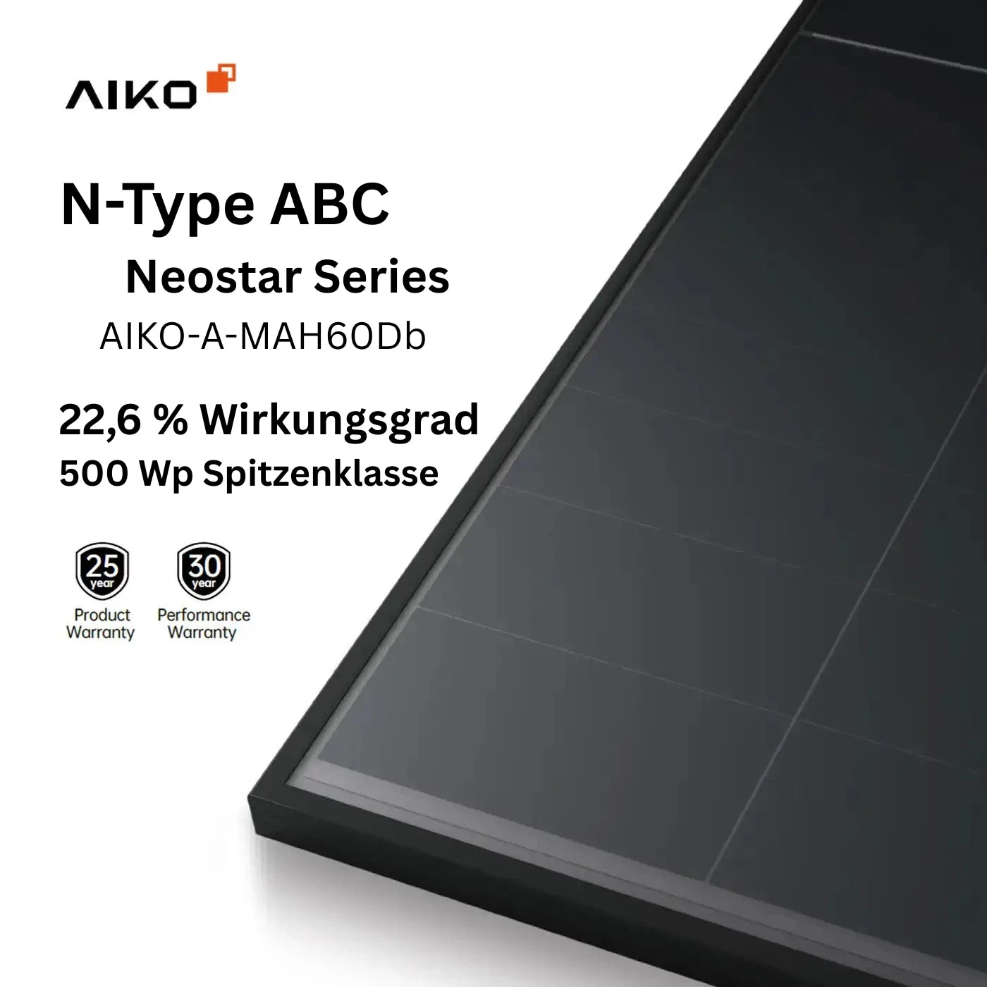 500W AIKO Neostar 2S+ A500-MAH60Db N-Type ABC Solarmodul mit 22,6 % Wirkungsgrad und 500 Wp Spitzenklasse