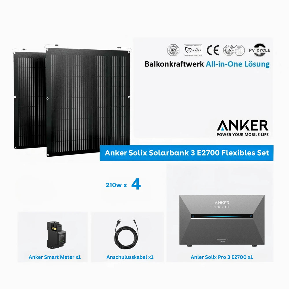 Anker Solarbank 3 Pro Flexible Set 2 con módulos solares de 210W/Anker SOLIX Solarbank 3 E2700 Pro
