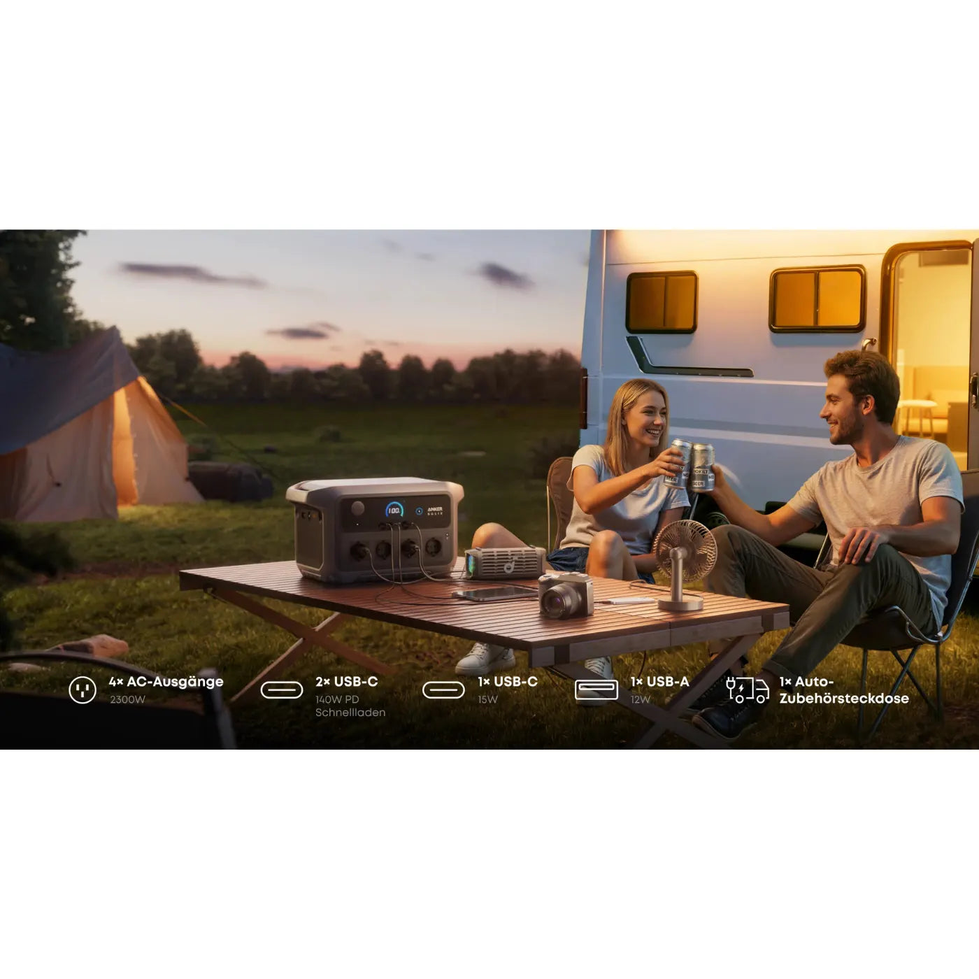 Anker SOLIX C2000 Gen 2 Portable Power Station – 2.048 Wh – 2.400 W – Anschlüsse 3