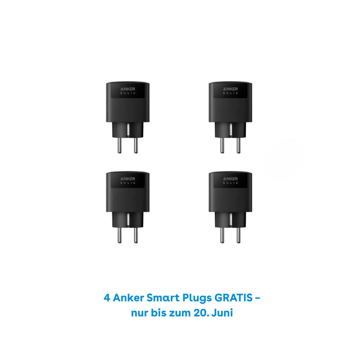 4 Anker Enchufes inteligentes GRATIS – solo hasta el 20 de junio Anker Kit completo SOLIX Solarbank Max AC 7-42kWh Plug&Play disponible.