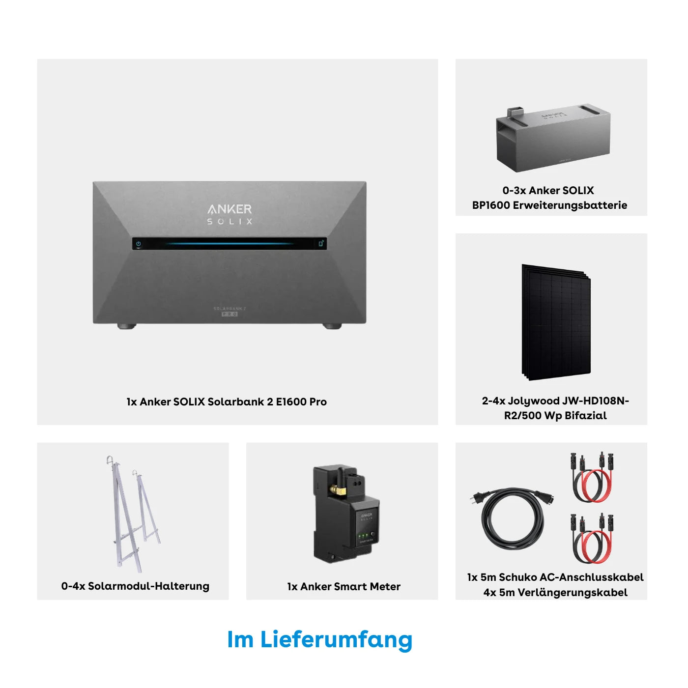 Anker SOLIX Solarbank 2 E1600 Pro Balkonkraftwerk Speicher mit 500W Solarmodul Komplettset