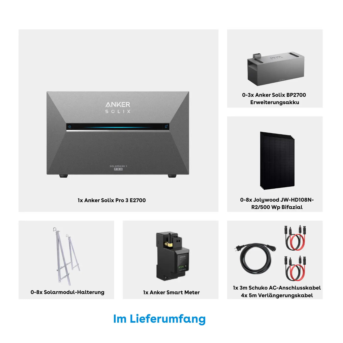 Anker SOLIX Solarbank 3 E2700 Pro Balkonkraftwerk Speicher mit 500W Solarmodul Komplettset