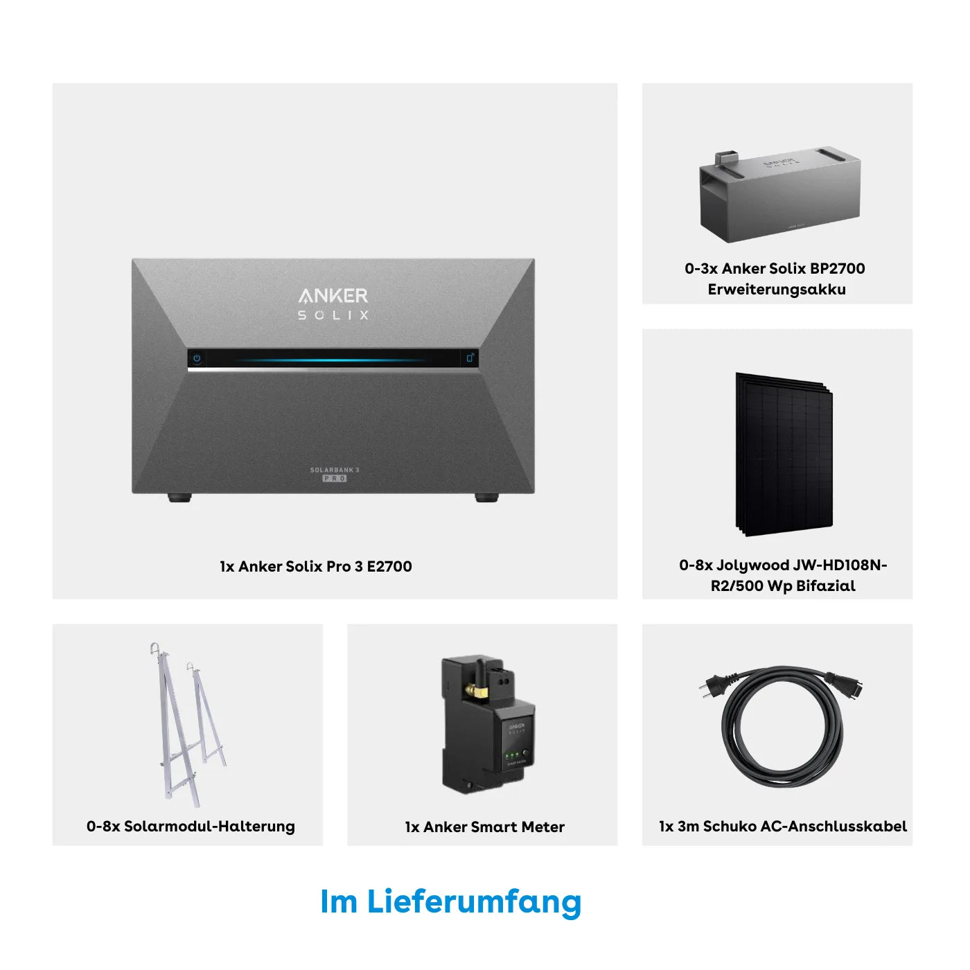 Anker SOLIX Solarbank 3 E2700 Pro Balkonkraftwerk Speicher mit 500W Solarmodul Komplettset