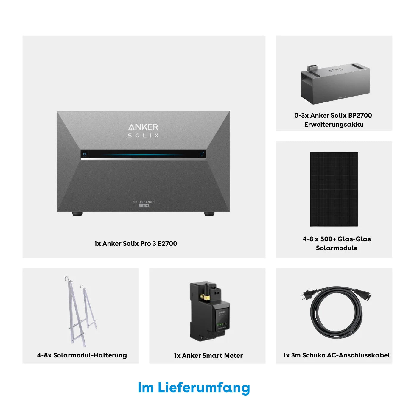 Anker SOLIX Solarbank 3 E2700 Pro Balkonkraftwerk-Komplettset mit 4.000 Wp