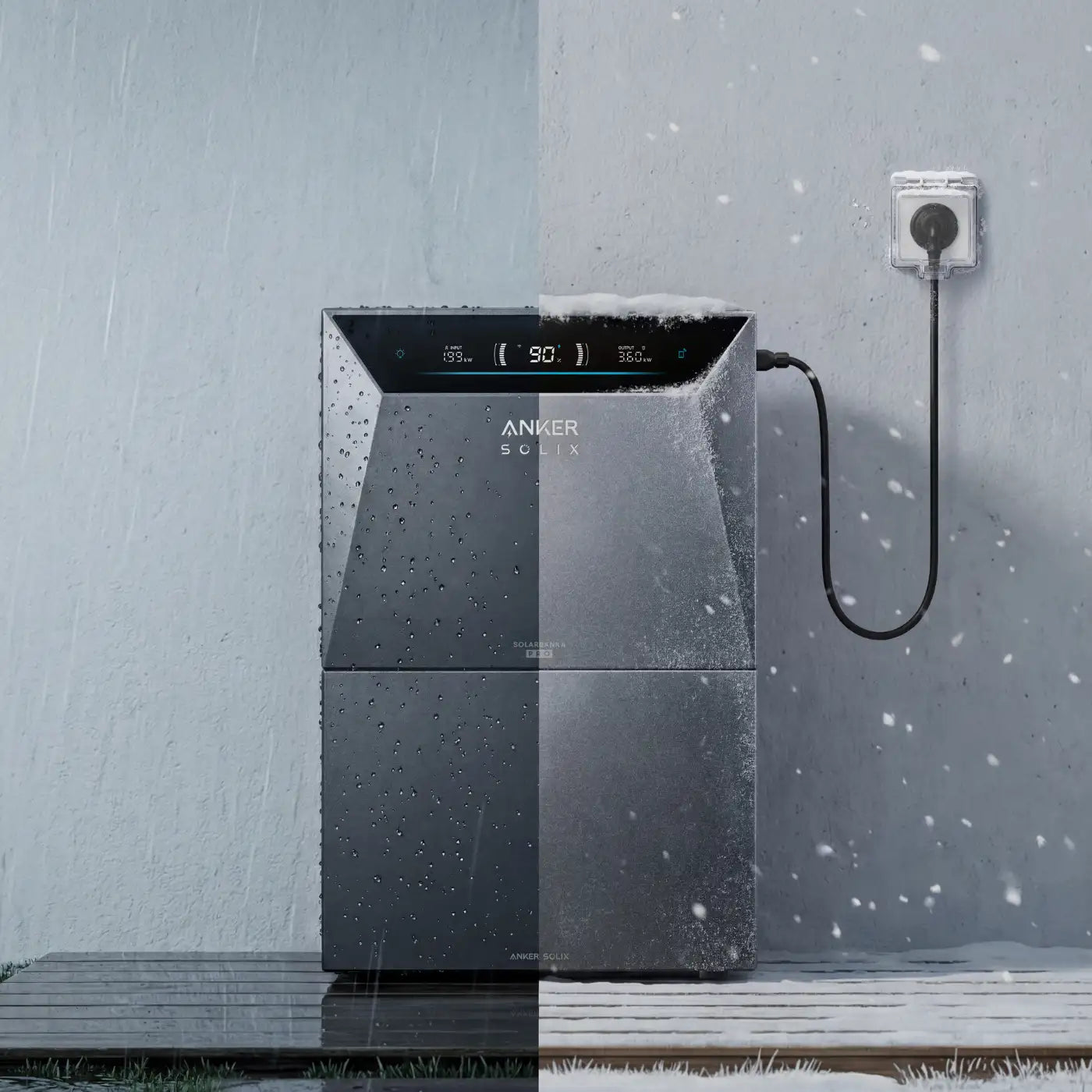 Anker SOLIX Solarbank 4 E5000 Pro Balkonkraftwerk Speicher, wetterfest im Regen und Schnee.