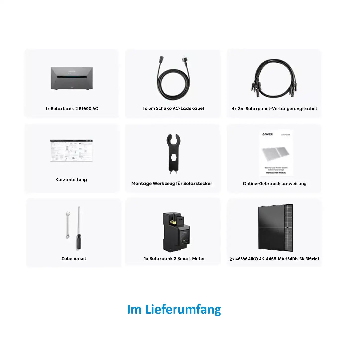 Anker SOLIX Solarbank 2 E1600 AC Lieferumfang