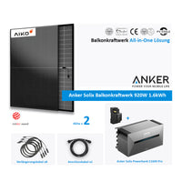 Anker Solix Balkonkraftwerk 920W 2x460W Aiko Glas-Glas Vollschwarz mit Speicher