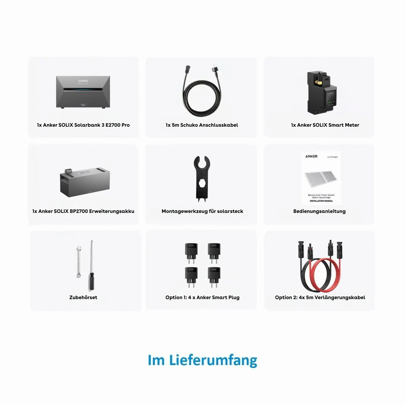 Anker solarbank 3 kompleetset Lieferumfang