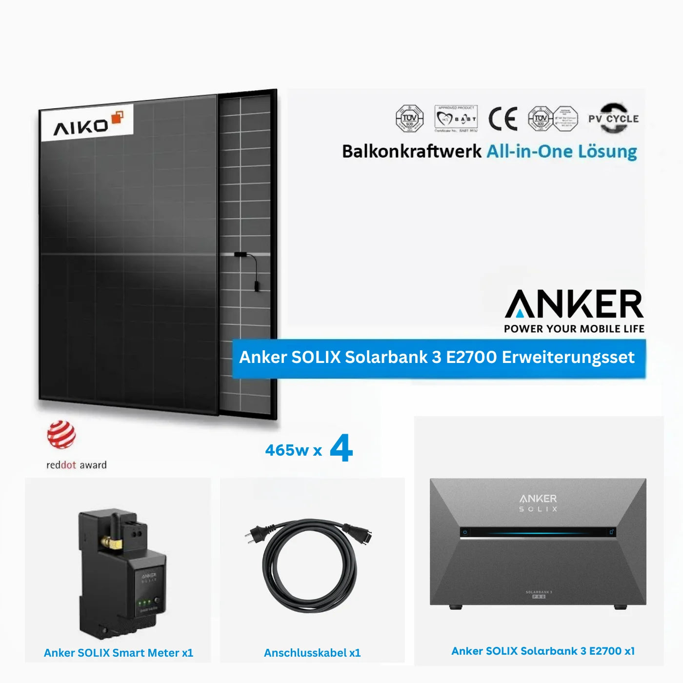 Anker Solix Solarbank 3 E2700 Set 3 mit 465Wx4