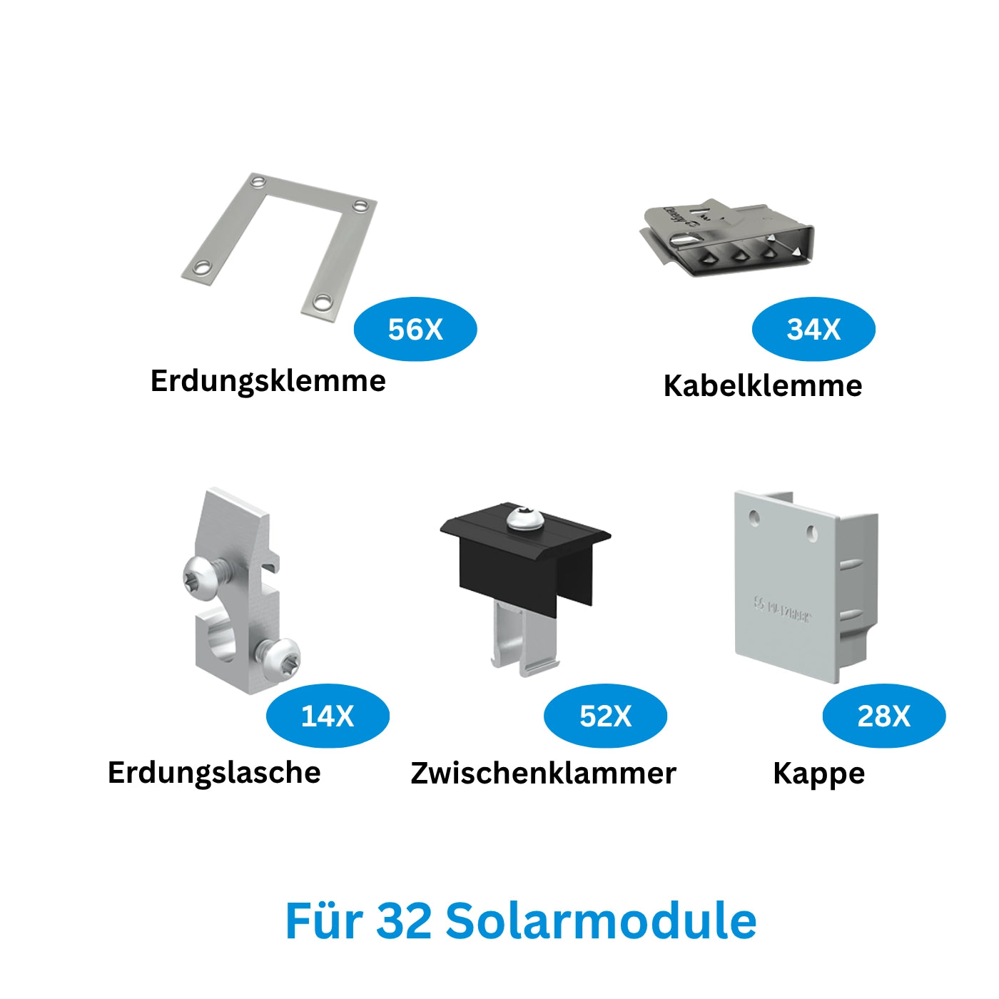 Clenergy PV EZ-Rack Montagesystem für Schrägdach 10-36 Komplettset