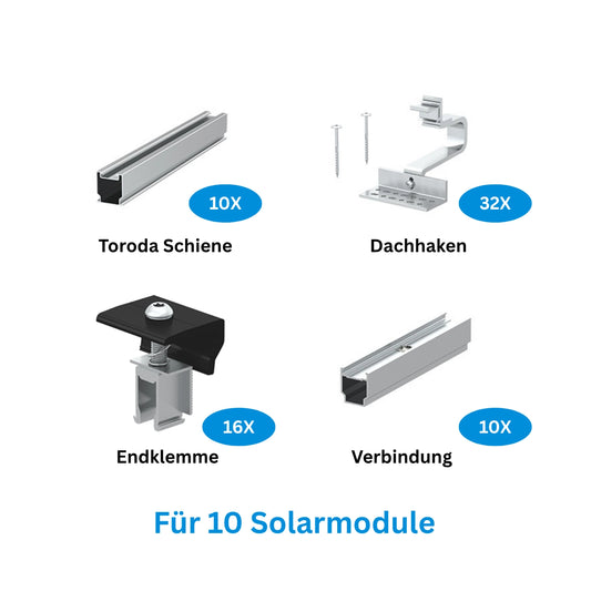 Clenergy PV EZ-Rack Montagesystem für Schrägdach 10-36 Komplettset