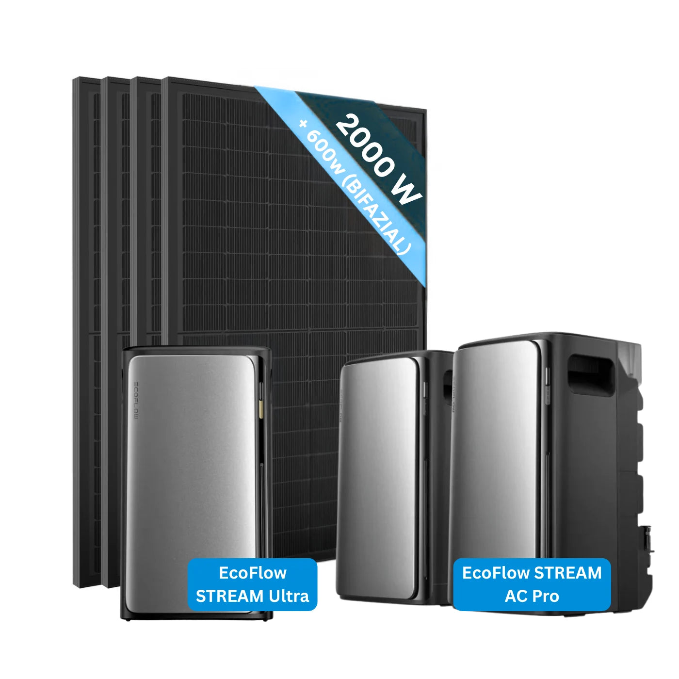 EcoFlow STREAM Ultra 2000W AllinOne Stromspeicher Komplettset mit Solarpanel und AC Pro.
