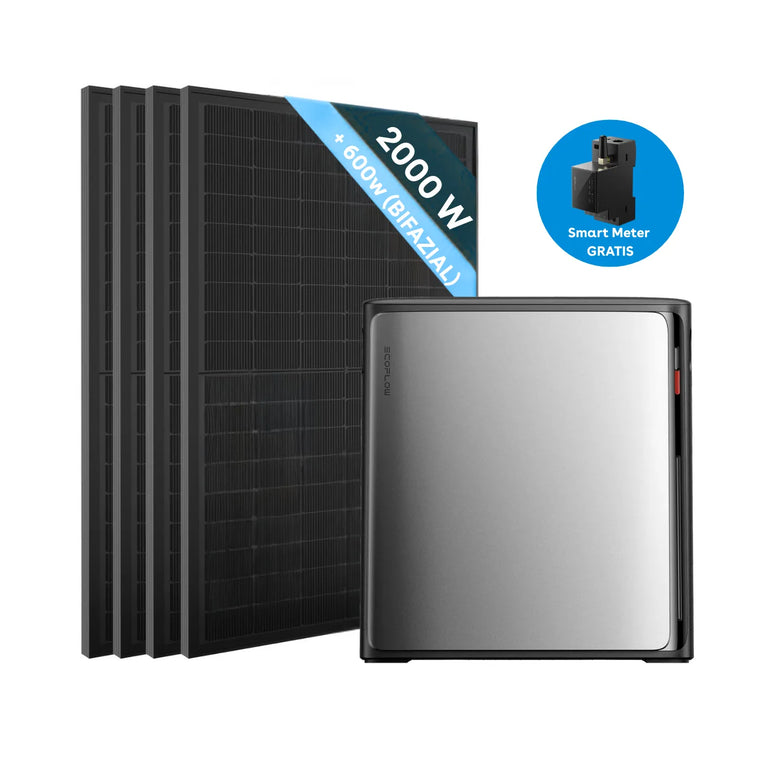 EcoFlow STREAM Ultra X Stromspeicher mit 4 × 500W Solarmodule Vollschwarz