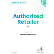 Anker SOLIX Solarbank Max AC 7-42kWh Plug&Play Komplettset Authorized Retailer certificate for New Power GmbH 2025.
