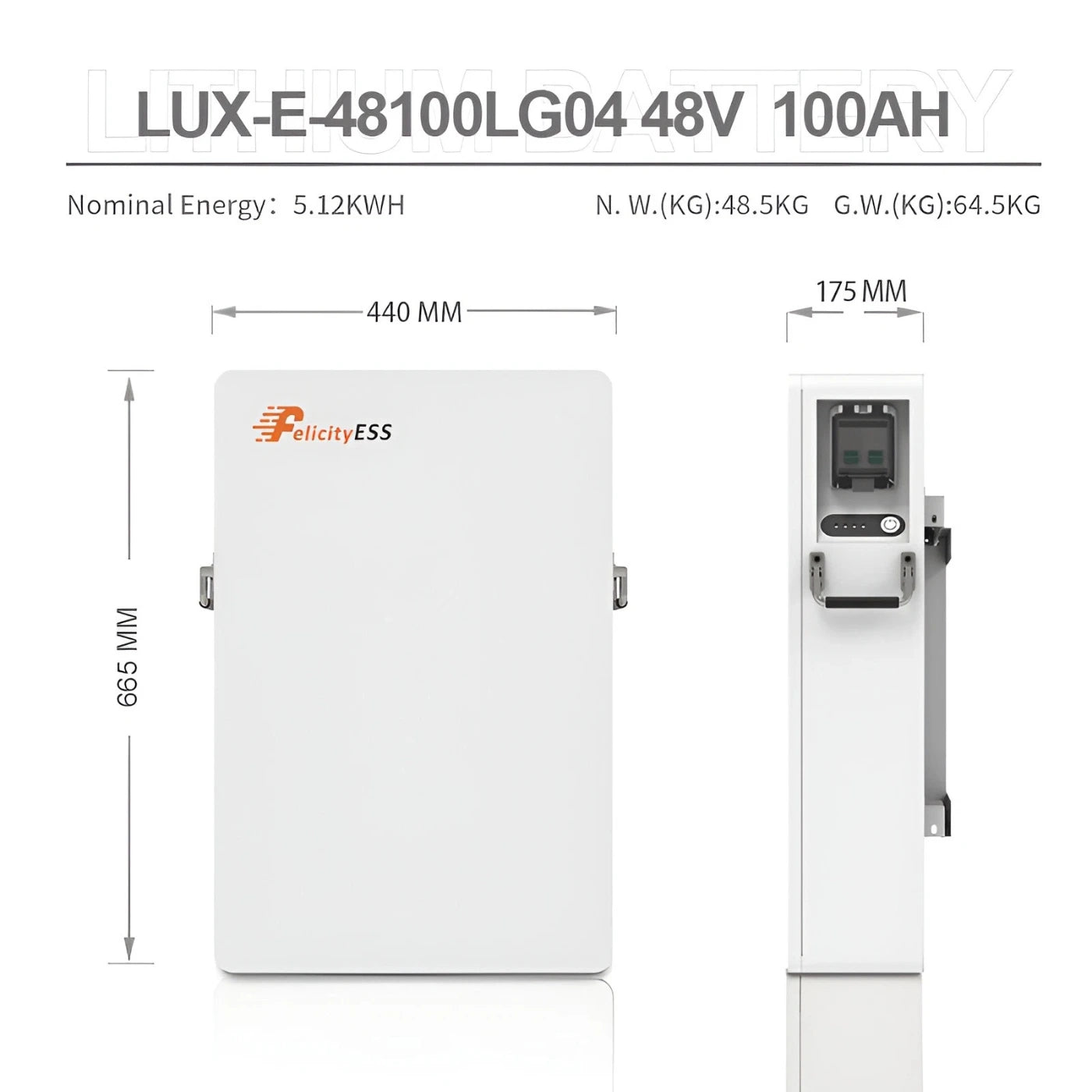 Felicity LUX-E-48100LG04 5,12 kWh Batteriespeicher – Produktansicht 05
