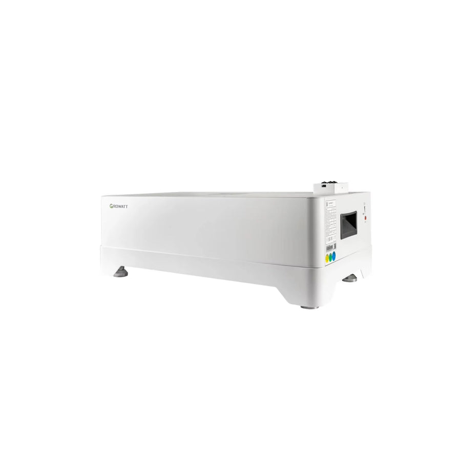Growatt AXE 5.0L Modularer Lithium Solar Stromspeicher in weißer Farbe, ideal zur Speicherung von Solarenergie.