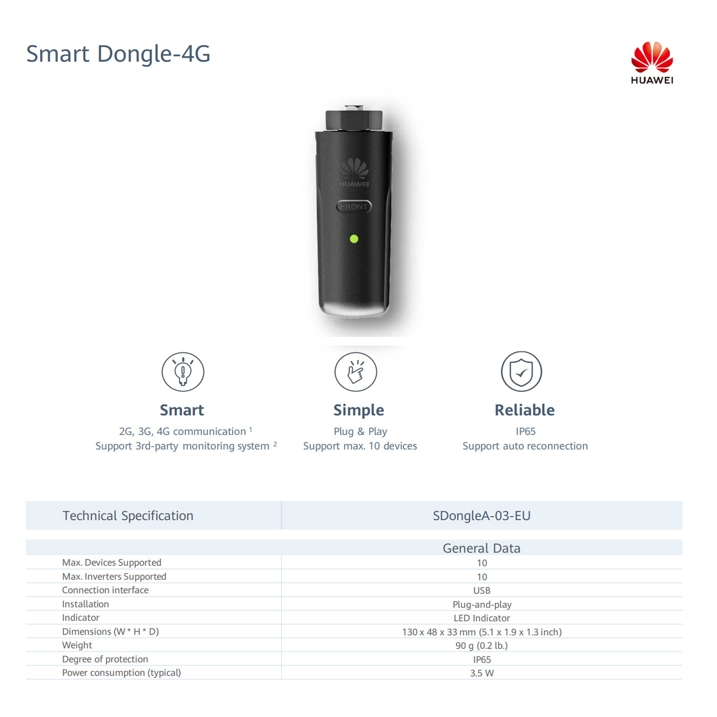 Hoja de datos del HUAWEI Smart Dongle 4G