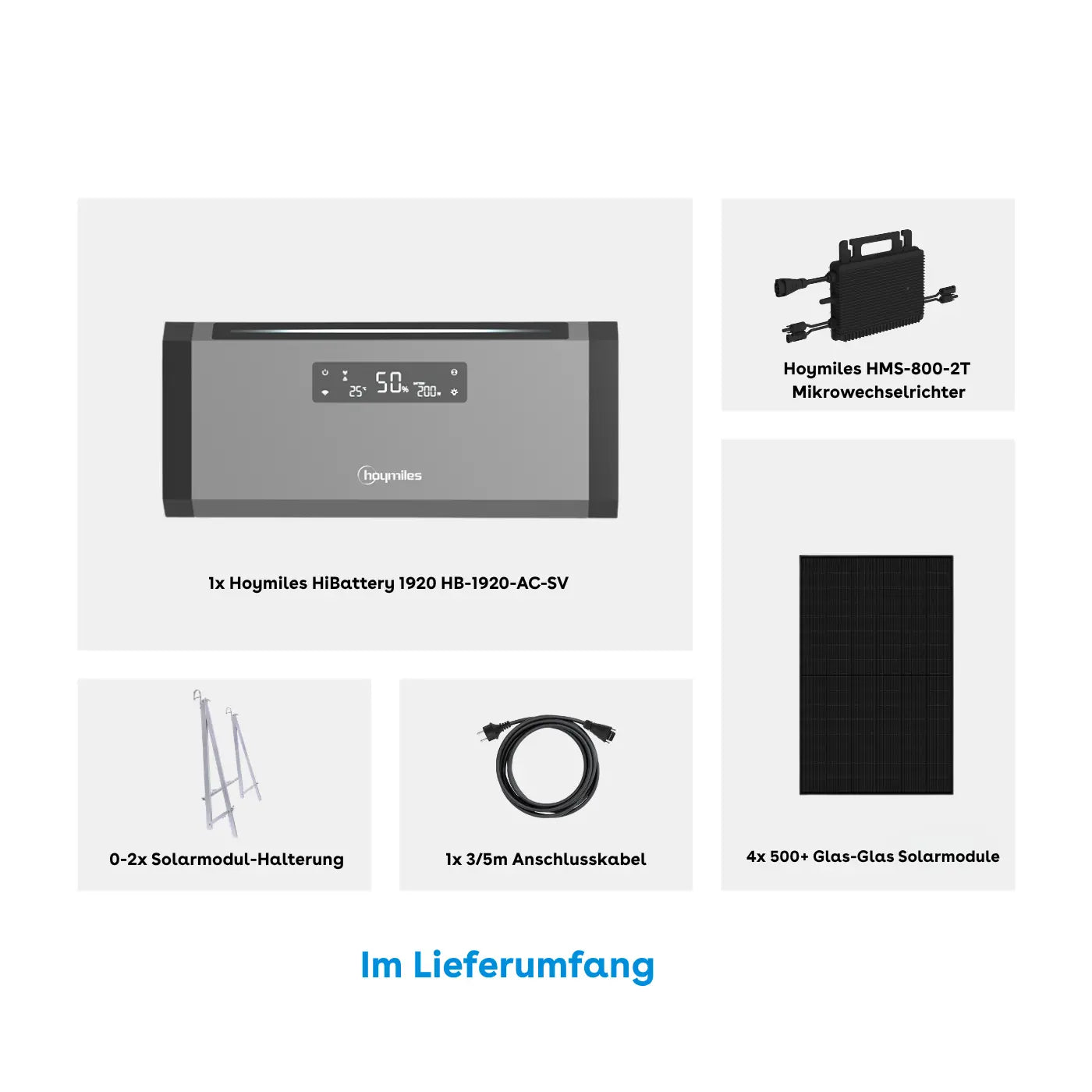 Hoymiles HiBattery 1920 AC Set mit 2 × 500W Solarmodule Komplettset