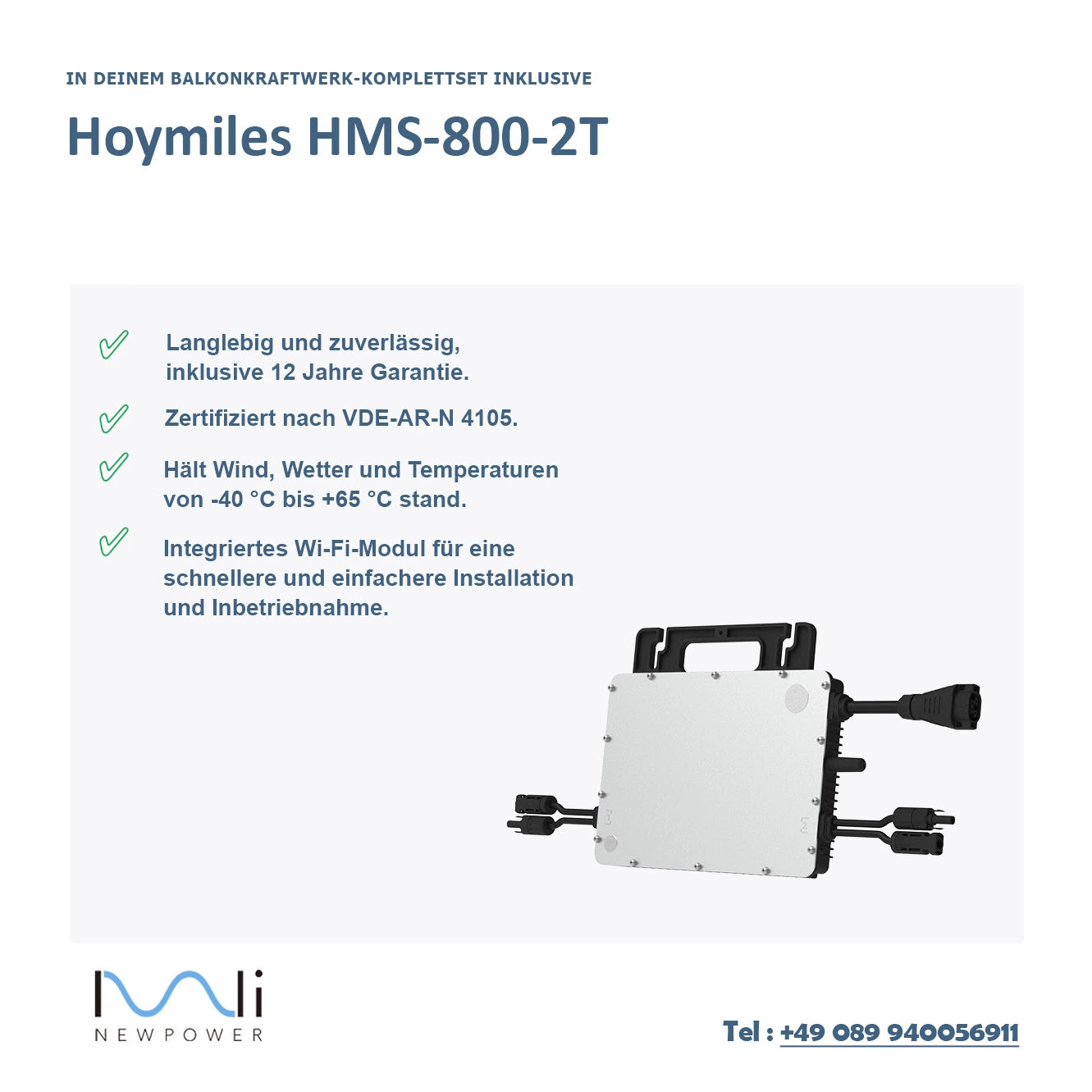 Hoymiles HMS-800W-2T microinverter with WiFi integrated