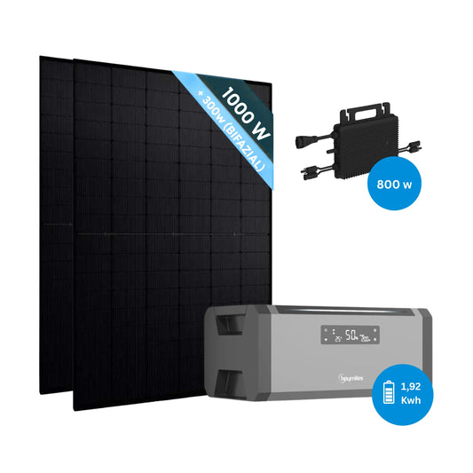 Hoymiles HiBattery 1920 AC Set mit 2 × 500W Solarmodule Vollschwarz