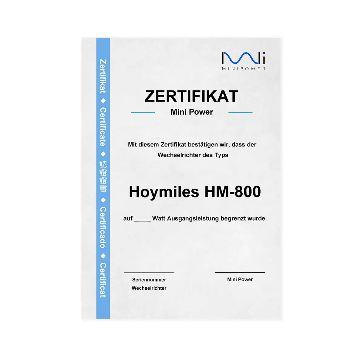 Hoymiles DTU-Wlite con certificado - certificado