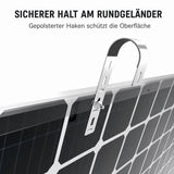 Gepolsterter KSENG Geländerhaken zur Befestigung eines PV-Moduls am Rundgeländer