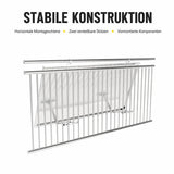 Rückansicht der KSENG Balkonhalterung mit Montageschiene und zwei verstellbaren Stützen