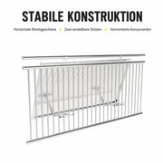 Rückansicht der KSENG Balkonhalterung mit Montageschiene und zwei verstellbaren Stützen
