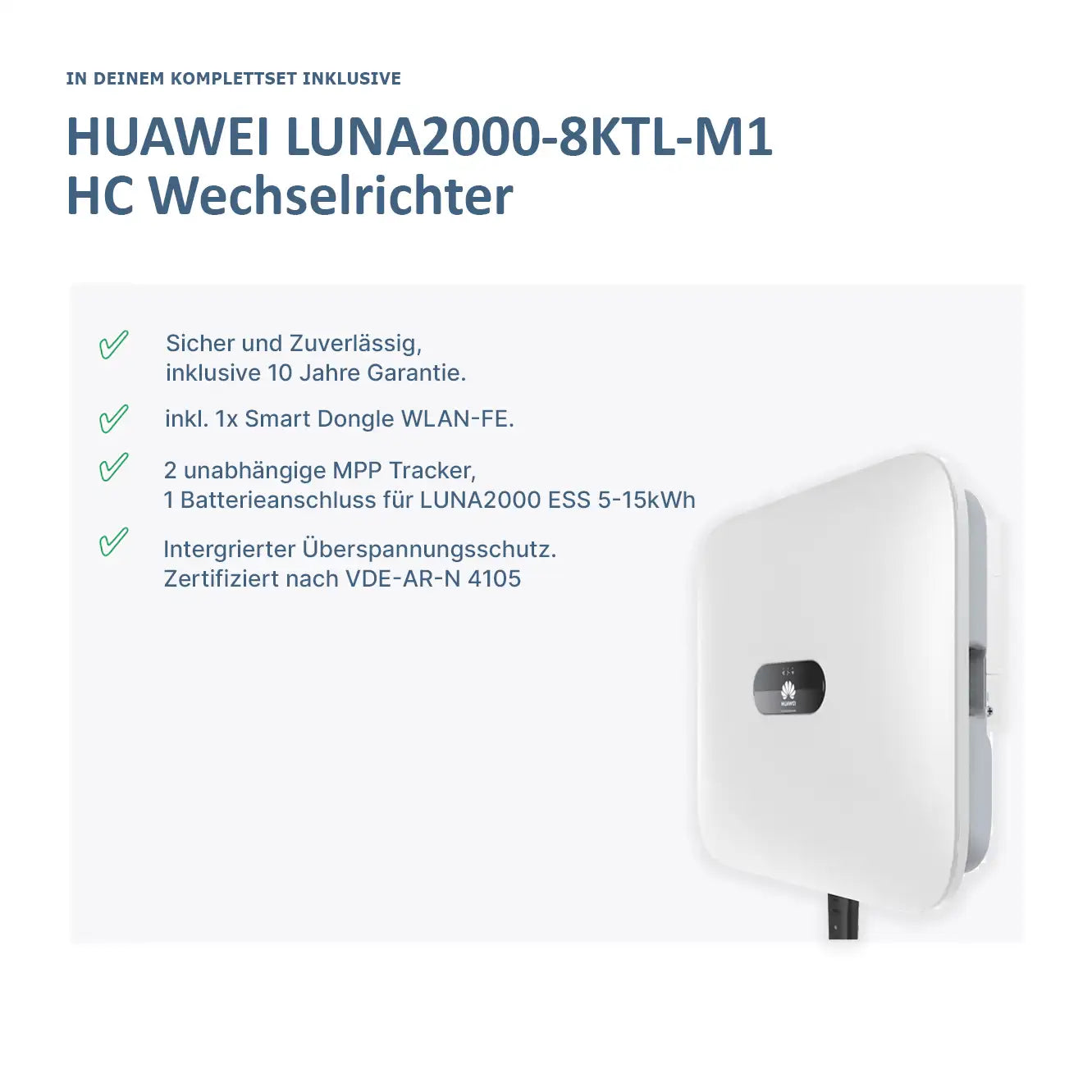 Huawei PV Komplettanlage 8KTL mit Glas Glas Modulen & S0-Speicher – Produktansicht 02