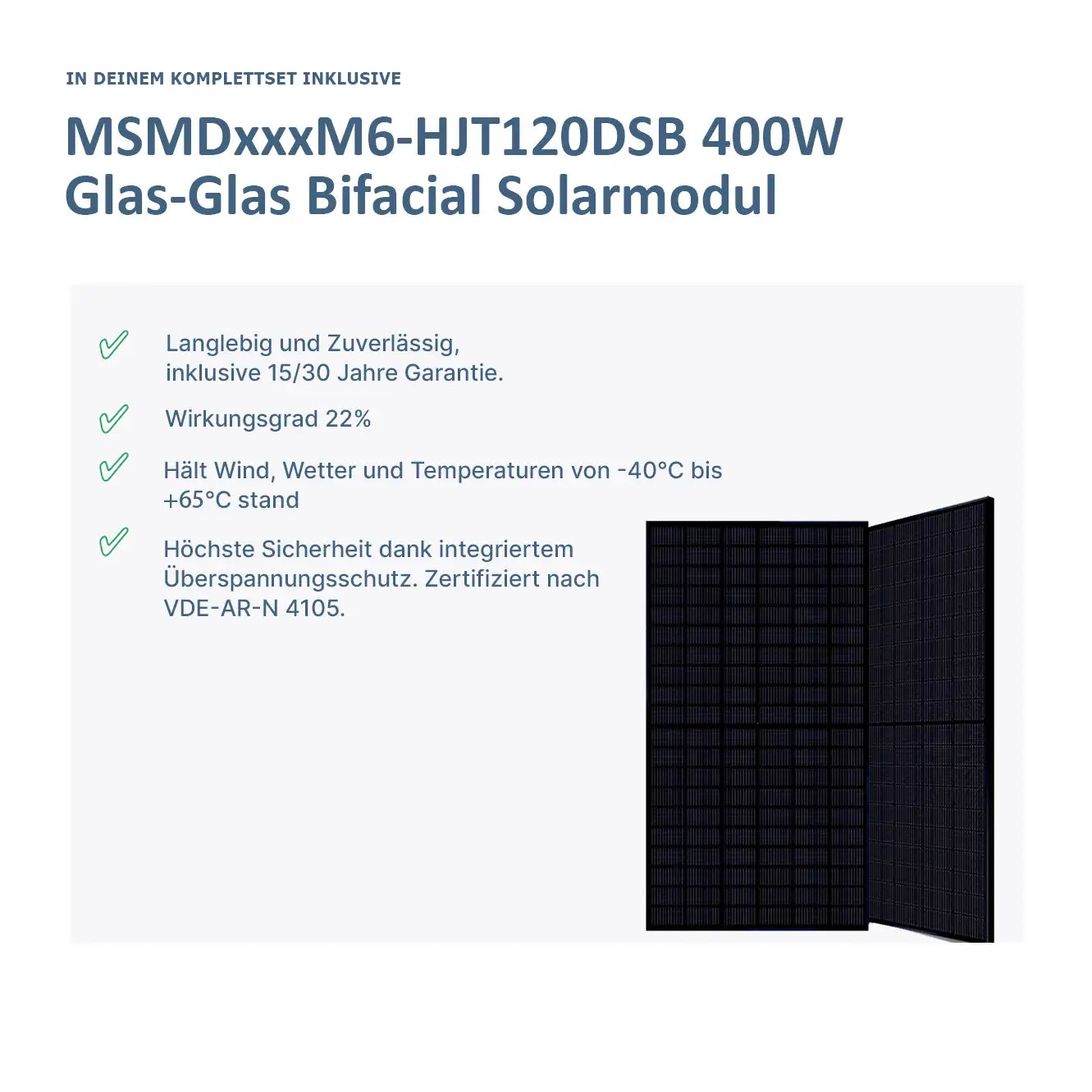 MiniPower Balkonkraftwerk 1600 Glas-Glas HJT 400W Solarmodul