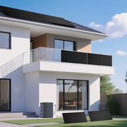 Marstek VENUS D All-In-One Balkonkraftwerk Speicher auf einem modernen Balkon mit Solarpaneelen.