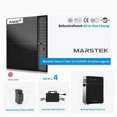 Marstek Venus E 3.0 4x465W Aiko Glas-Glas Vollschwarz Set