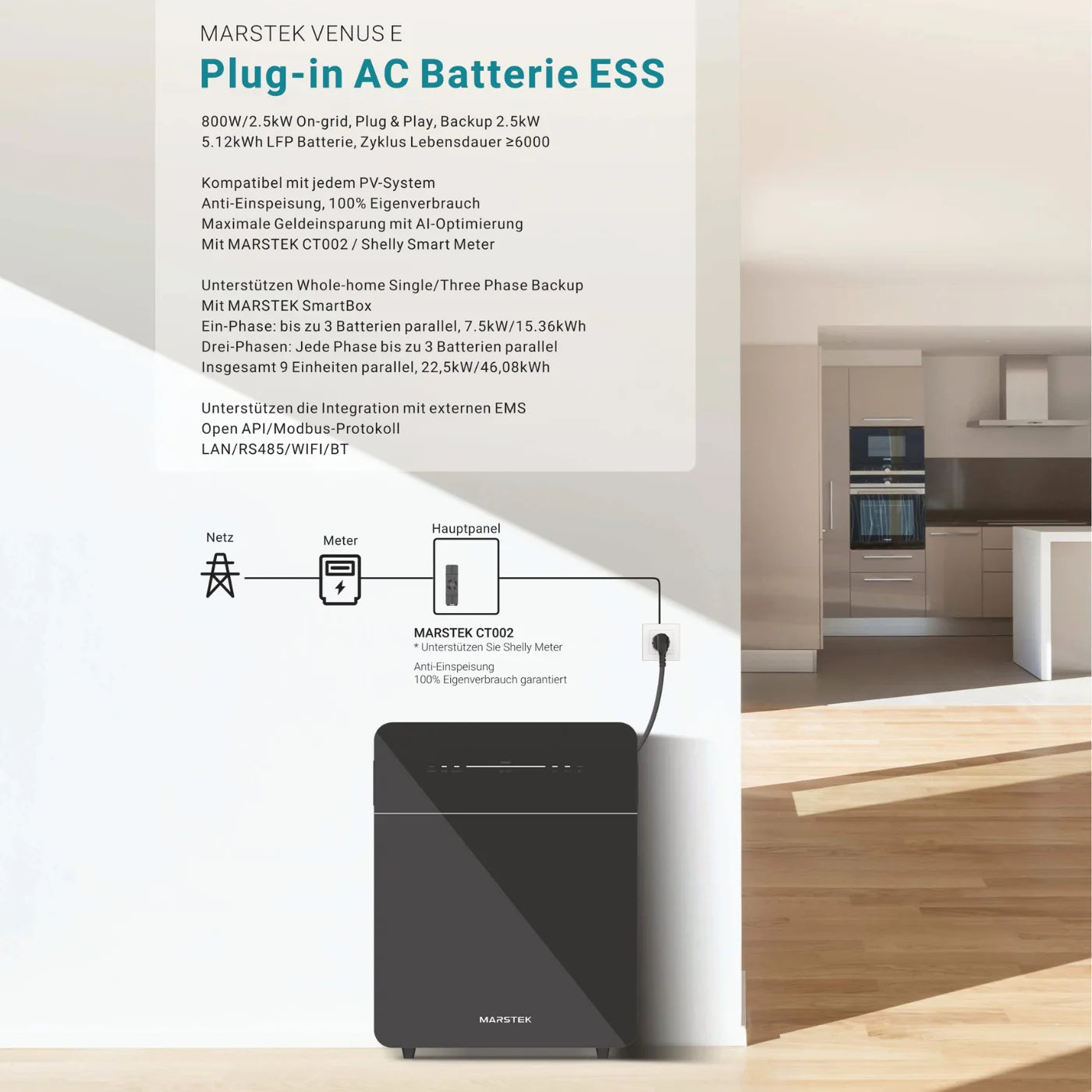 Marstek Venus-E 3.0 AC-gekoppeltes Energiespeichersystem