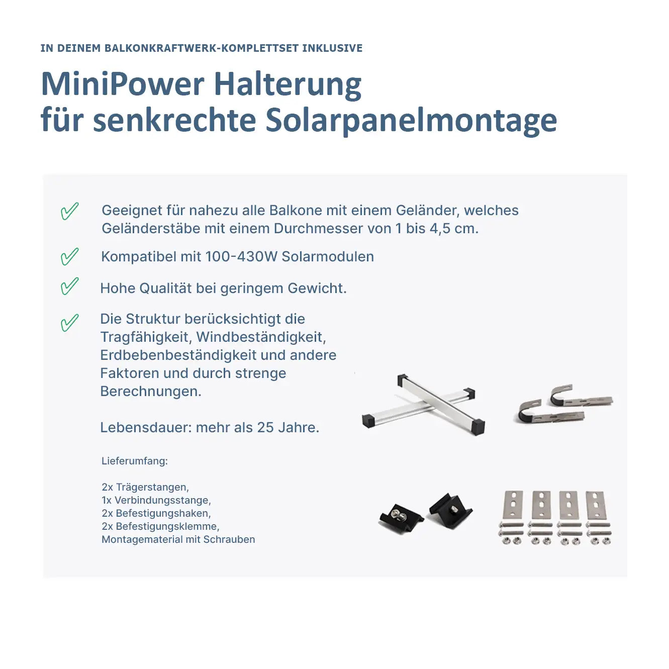 MiniPower 1600W HM-1500 Balcon Centrale Biface Verre-Verre