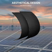 Flexible Solarmodule RENEPV 900W 4x225W N-TOPCon auf Solarpanelen im freistehenden Design.