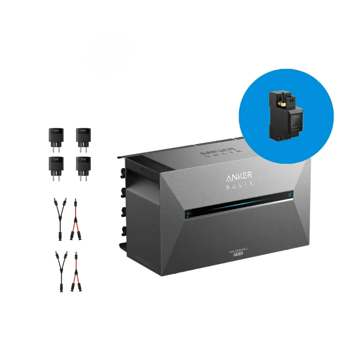 Anker SOLIX Solarbank 3 E2700 Pro Speicher 2,68 kWh Komplettset mit Smart Meter im blauen Kreis – Produktansicht 01
