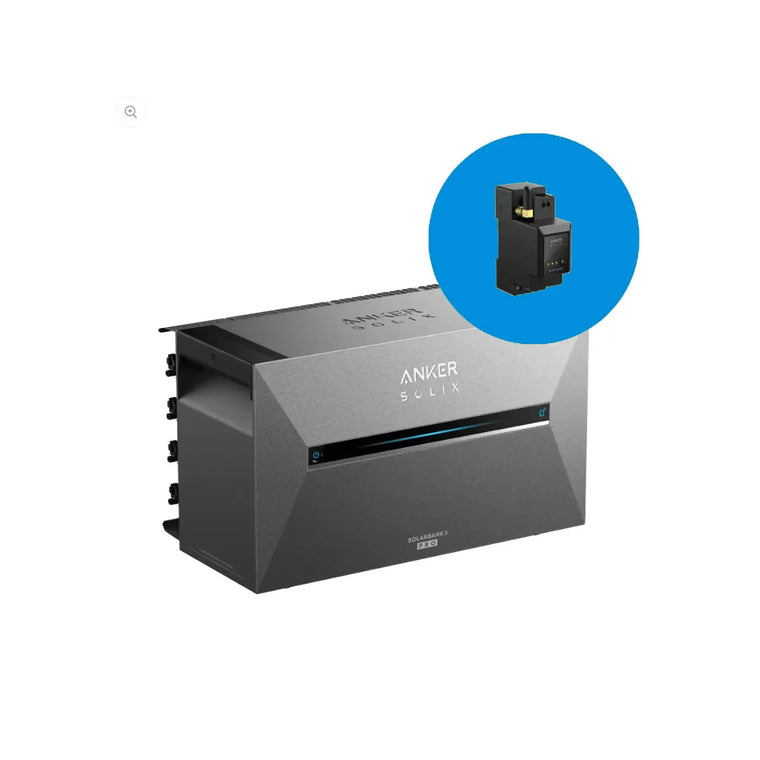 Anker SOLIX Solarbank 3 E2700 Pro Speicher 2,68 kWh mit Smart Meter – Produktansicht mit Smart Meter im blauen Kreis
