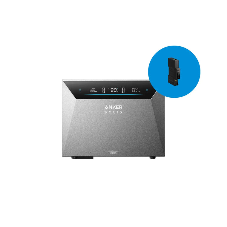 Anker SOLIX Solarbank 4 E5000 Pro Speicher mit Smart Meter im blauen Kreis – Produktansicht 01