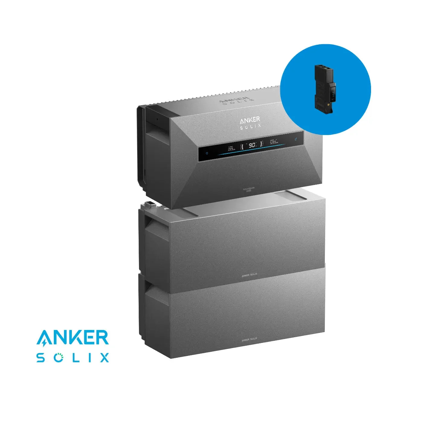 Anker SOLIX Solarbank Max AC + 2× BP7000 21 kWh Plug&Play Set mit Smart Meter im blauen Kreis – Produktansicht 01