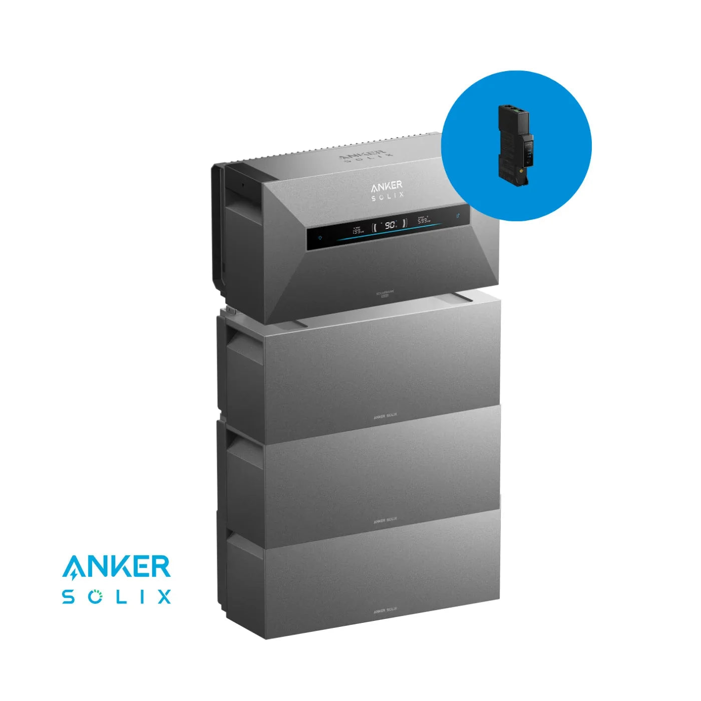 Anker SOLIX Solarbank Max AC + 3x BP7000 28 kWh Plug&Play Set mit Smart Meter im blauen Kreis – Produktansicht 01