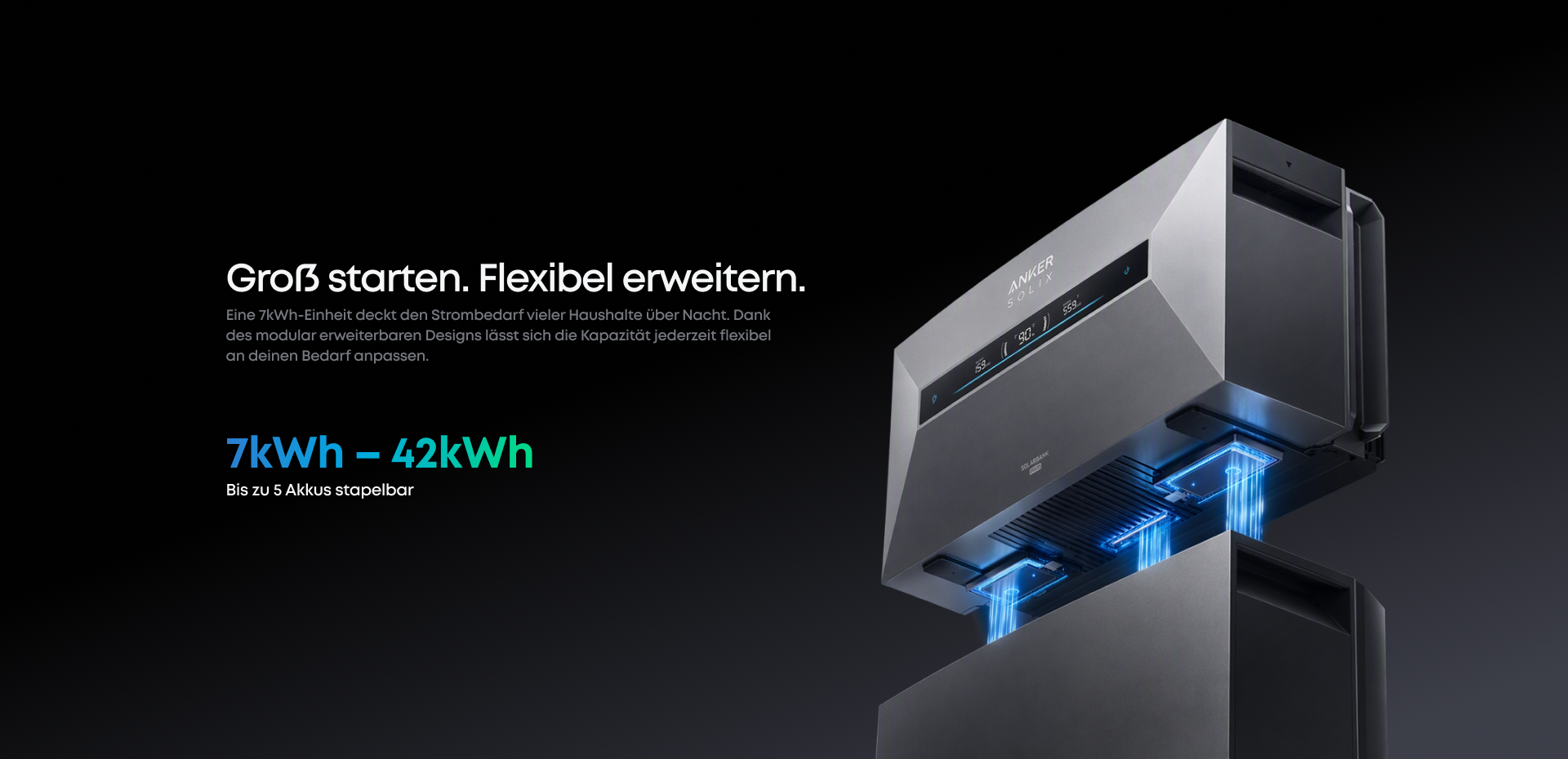 Solarbank Max von 7 bis 42 kWh modular erweiterbar